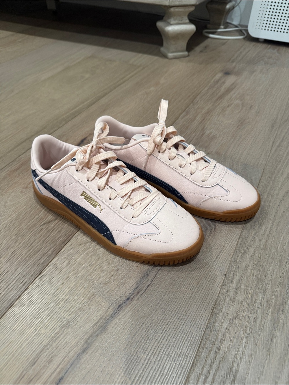 Puma Pale Pink and Navy Retro Turf Sneakers - Like New